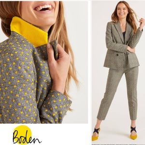 Boden Wool Blend Plaid Polka Dot Blazer